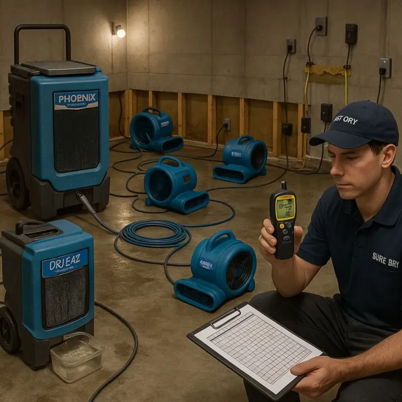 Structural Drying and Dehumidification process in Stanley, NC